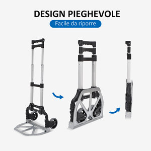 HOMCOM Chariot à bagages pliable max 70kg avec poignées télescopiques et hauteur réglable, 41x38.5x100 cm, argent - Product Image 4