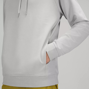 Men's Light Gray Hooded <b>Sweatshirt</b> Regular Fit Raglan Sleeve Cotton Knitted Casual Autumn Wear - Product Image 5
