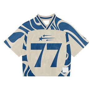 Vente en gros Streetwear Rétro Maillot de football américain Personnalisé T-shirt de football pour homme Maillot court en maille - Product Image 5