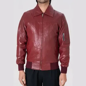 Veste en cuir bomber pour homme - Product Image 1