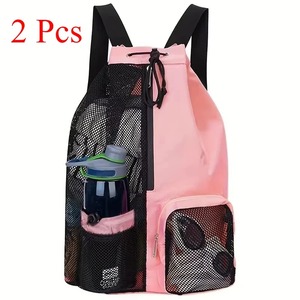 Multipurpose Swim <b>Bag</b> With Wet Pocket Mesh Drawstring Backpack Beach Backpack <b>For</b> <b>Swimming</b> Gym And Workout Gear - Product Image 4
