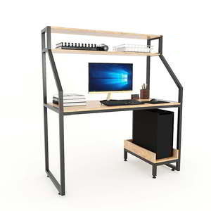 Integrated CPU Shelf and Bookshelf Computer <b>Desk</b> <b>Simple</b> Design PC <b>Desk</b> with Folding Feature and Drawer for Hotel Use COD68040 - Product Image 1