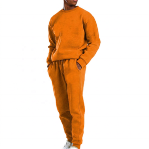 Survêtement en coton vert uni pour homme, sweat-shirt à col rond avec poches latérales, taille élastique, vêtements décontractés d'automne, longueur normale - Product Image 5