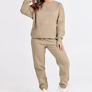 Conjunto de chándal de dos piezas con patrón sólido personalizado para mujer, ropa de invierno al por mayor - Product Image 2
