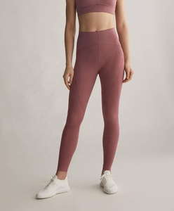 New Arrival Women's High Waist Fitness <b>Leggings</b> Lightweight Solid Color Knitted Yoga <b>Legging</b> 2025 Collection <b>Cheap</b> Price Blank - Product Image 2