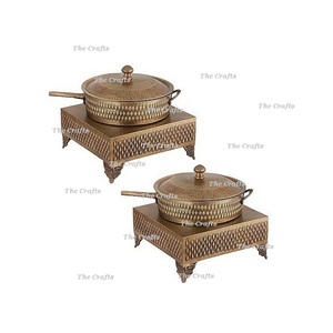 จานอุ่นอาหารพร้อมขาตั้งสแตนเลสสีเงิน - Product Image 6