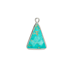 Turquoise Gemstone 10x15mm Triangle Forme 925 Argent Sterling Or Vermeil Lunette Ensemble Charme Avec Diamant Perle En Gros - Product Image 3