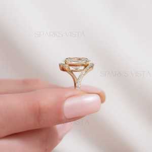 Bague de fiançailles classique à trois pierres en argent sterling 925 luxueux avec moissanite de laboratoire de taille marquise certifiée GIA, parfaite - Product Image 5