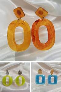 Fournisseur en gros de boucles d'oreilles en résine statement pour femmes, mode audacieuse, utilisation disponible en quantité importante - Product Image 4