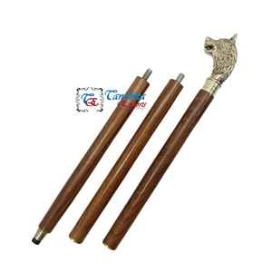 Brass <b>Wood</b> Gold-Plated Polished Durable Handmade Fashion <b>Walking</b> <b>Stick</b> Wolf Head Handle for Men Women Chinese New Year - Product Image 4