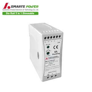 DIN Rail 5 in 1 dimmable constant voltage 12v 24v led power supply 60w Strong compatibility flicker-free dimming