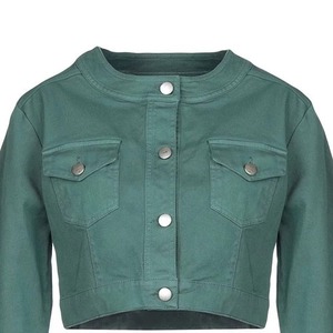 Veste en jean avec logo personnalisé pour femmes avec bordure en fourrure et détails dégradés pour la mode hivernale - Product Image 2