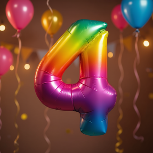 Ballon de fête en forme de chiffre 4 multicolore de 80 cm, en aluminium, rempli d'hélium, décoration de fête - Product Image 3