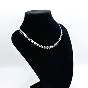 สร้อยคอลูกศรสร้อยคอโซ่ Fishbone สร้อยคอโซ่เชฟรอนเค้นคอสร้อยคอสแตนเลสพร้อมสร้อยคอเงินแท้ 925 - Product Image 4