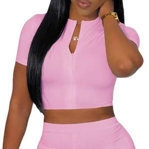 Conjunto de pantalones cortos de baño de dos piezas informales de moda de vacaciones de verano de cintura alta para mujer Tops y pantalones cortos de color sólido - Product Image 6