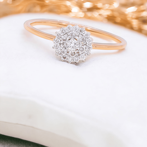 Anillo romántico de racimo de diamantes cultivados en laboratorio de oro rosa de 14K con diamantes redondos de corte brillante OEM al por mayor - Product Image 2