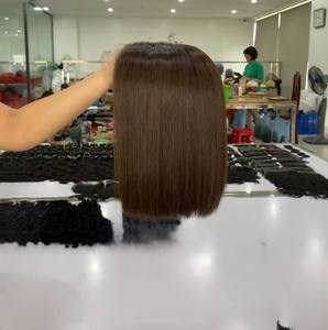 วิกผมบ๊อบวิกผมแท้สีน้ำตาล100% สำหรับผู้หญิงผมปลอมสีน้ำตาล - Product Image 5