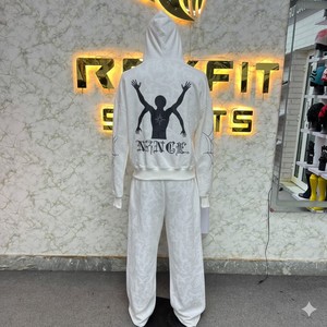 Ensemble de survêtement d'hiver décontracté de qualité supérieure, polaire doux, respirant, deux pièces, sweat-shirt et pantalon pour hommes et femmes - Product Image 3
