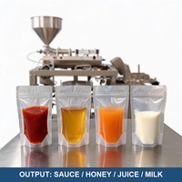 Machine d'emballage de sachets préformés à 4 stations, machine de remplissage et de scellage pour liquides, pâtes, sauces, miel