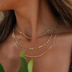 Collar de hombre de triple capa estilo hip hop chapado en oro de 18k sobre plata de ley, diseño de cadena tipo clip, estilo vintage - Product Image 5