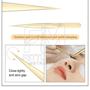 Professional Fettle Med Gold Coated Stainless Steel Eyelash Extension Tweezer | Anti-Static Durable Precision Volume Lash <b>Tool</b> - Product Image 3