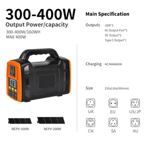 160wh LiFePO4 pin di động năng lượng mặt trời bảng điều khiển nhà máy điện 300W 400W 500W AC năng lượng mặt trời Ngân hàng nhà máy điện 110V 220V - Product Image 5