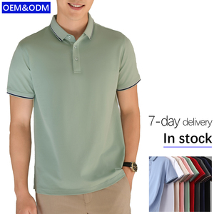 Seguridad de hombre de algodón mercerizado para Polo, logotipo personalizado de talla grande en la parte delantera, estilo liso con cuello de China - Product Image 1