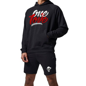 Tailored Fit 100% Cotton Winter Gym Fitness Sets <b>Hoodies</b> <b>Shorts</b> Set Mens Comfortable Long <b>Sleeve</b> Sweatshirt Custom Logo - Product Image 1