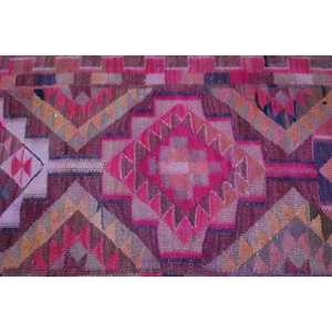 Vintage Rug, <b>Runner</b> 3.1x9.1 ft Rug, Herki <b>Red</b> Abstract Rug - Product Image 5