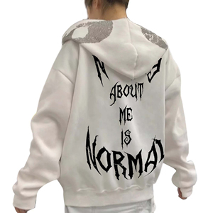 Último estilo de color rosa sólido con cremallera cubierta de cara completa de manga larga en todo diamantes de imitación mujeres sudaderas con cremallera OEM diseños personalizados - Product Image 6