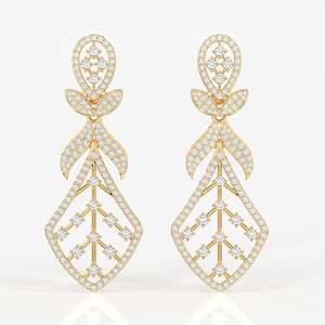 ต่างหูทองคำ 14k ประดับเพชรโมอิสซาไนต์รูปทรง Celestial Bow - Product Image 1