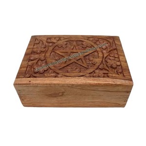 กล่องเก็บเครื่องประดับไม้พร้อมลวดลายแกะสลักรูปดาวห้าแฉก ดีไซน์ธีมความรักสำหรับคริสต์มาส เหมาะสำหรับเก็บต่างหู สร้อยคอ และกำไล - Product Image 3
