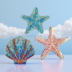 Patch brodé de sequins en forme de coquillage étoile de mer pour vêtements - Product Image 1