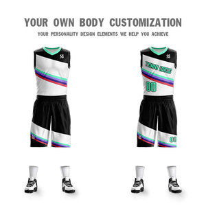 Uniforme de Baloncesto de Verano 100% Poliéster Estampado, Sin Mangas, Antibacterial, Nombre del Equipo Personalizado, Diseño Personalizado en Blanco - Product Image 3