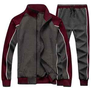 ชุดออกกำลังกายผู้ชายสำหรับฤดูหนาว ระบายอากาศได้ดี เสื้อแจ็คเก็ตแขนยาวแบบซิปด้านหน้า กางเกงจ็อกเกอร์ทรงสอบ ผ้าฝ้าย 100% สำหรับออกกำลังกายกลางแจ้ง - Product Image 5