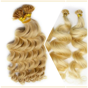 Extensiones de cabello rubio gris de lujo I-Tip 100% cabello humano Remy para un aspecto natural sin costuras - Product Image 1