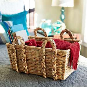 Handwoven Natural Water Hyacinth Basket Securely in Four Steps Handmade Storage Basket Wholesale Eco-friendly Made in Vietnam - Product Image 4