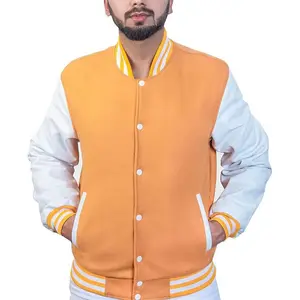 Varsity Áo Khoác Len Áo Khoác Da Thật Tay Áo Bóng Rổ Letterman Cao Đẳng Máy Bay Ném Bom Tùy Chỉnh Thực Unisex Len Và Áo Khoác Chính Hãng