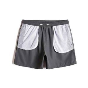 กางเกงว่ายน้ำผู้ชายแบบมีเชือกรัดเอว,กางเกงว่ายน้ำผ้าคอตตอนโพลีเอสเตอร์สีเทาทรงสั้นกางเกงชายหาดแห้งเร็วดีไซน์ตามสั่ง - Product Image 3