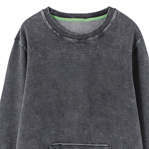 Kingroo Unisex Sorority sudadera de mezclilla negra bolsillo cuello redondo Casual transpirable Anti-retráctil antiarrugas 3D bordado invierno - Product Image 4