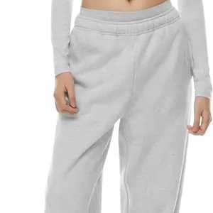 Sweatpants kadınlar geniş bacak Sweatpants rahat polar temel Sweatpants nedensel İpli yüksek bel Baggy düz bacak Jogger