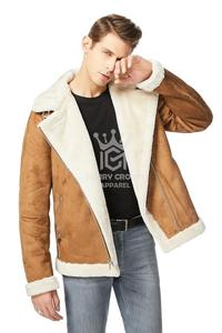 Nouvel arrivage de veste de moto en cuir de fourrure de mouton pour hommes équitation course motard en cuir véritable veste d'hiver de moto - Product Image 3