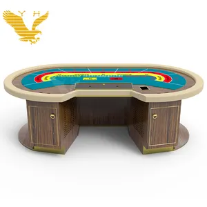 YH Customizable Professional Poker Table Luxury Solid Wood Casino Gaming Baccarat Table De Poker