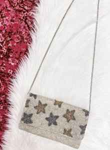 กระเป๋าคลัทช์กระเป๋าถือแฟชั่นสะพายข้างประดับลูกปัดลายดาวท้องฟ้าสำหรับโอกาสยามเย็น - Product Image 4