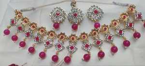 Elegante conjunto de joyería de moda AD para mujer, collar y pendientes brillantes para bodas indias, fiestas y eventos especiales - Product Image 6