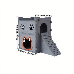 Tunnel pour chat hexagonal multifonctionnel, lit, griffoir, laine, jeu et repos en intérieur, affûtage des griffes pour plusieurs chats de toutes tailles - Product Image 1