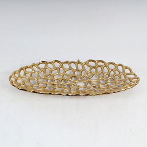 <b>Gold</b> Plated Aluminum Fruit Storage and Serving <b>Tray</b> With Two Size and Shape Metal Serving Fruit <b>Tray</b> - Product Image 4
