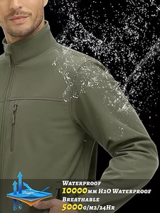 Veste de randonnée d'hiver en toile épaisse résistante à l'eau pour hommes-Coupe-vent Softshell à col montant avec logo personnalisé - Product Image 2