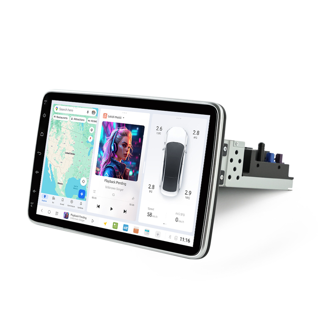 DUDUAUTO DUDU7 10 Inch 1Din Carplay Android Car Radio Multimedia Player GPS Universal Head Unit