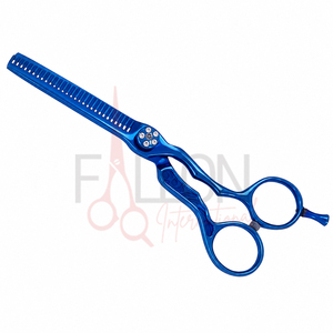 Ciseaux professionnels bleus pour la dégaine des cheveux, en acier inoxydable, pour la texture, ciseaux de barbier et de salon, logo personnalisé, ciseaux de coiffure - Product Image 4